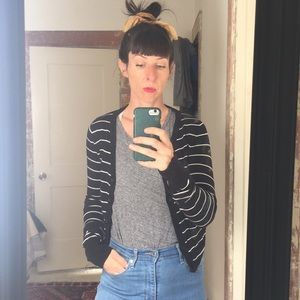 H&M Black and White Strip Cardigan